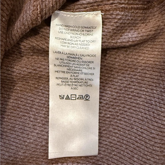 We The Free Thermal Henley Top Brown Snap Placket Cable Knit Sleeves M - Picture 8 of 8